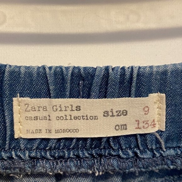 BEAUTIFUL !  Zara Girls~Casual Collection Blue Denim Skirt with Belt ~ Size 9 - Picture 4 of 6